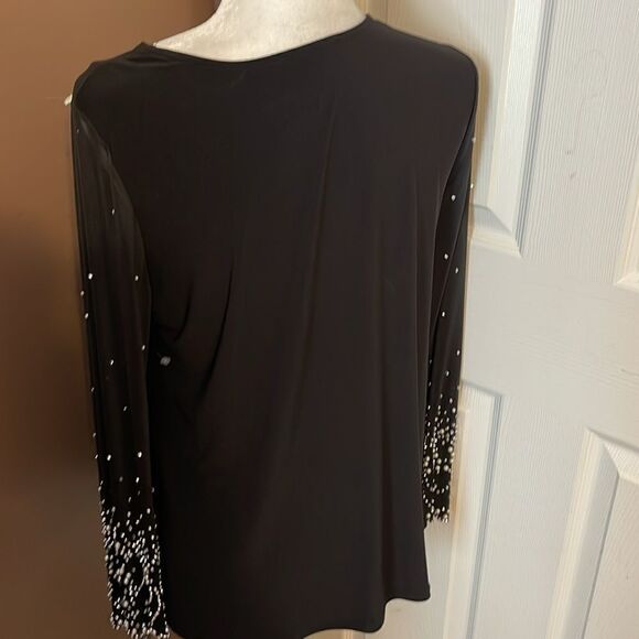 Marina Beaded Sleeve Keyhole Sheath blouse Black Size 10 NWT Offer 25 $ - Picture 7 of 11